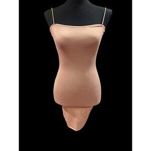 Windsor Bodycon Mini Dress WOMEN SMALL Beige Spaghetti Strap SEXY CLUBWEAR